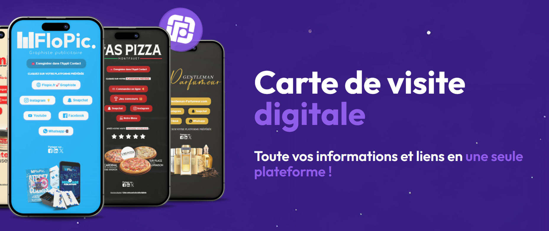 carte de visite web. carte de visite digital. vcf card. fiplink