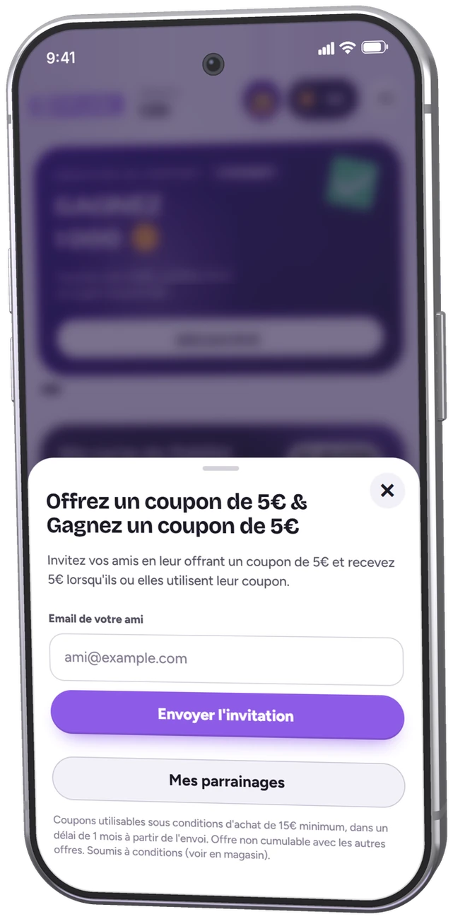 Écran de parrainage&nbsp;: offrir un coupon à un proche